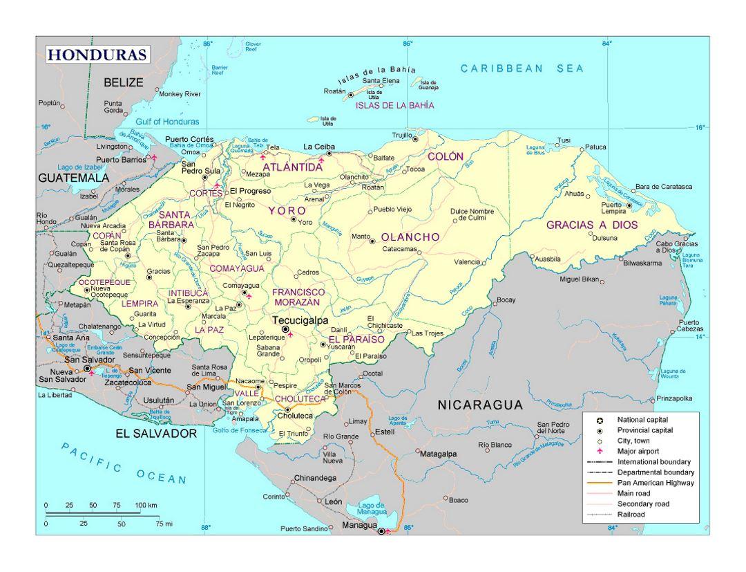 Mapa De Honduras Mapa Detalhado De Honduras América Central América 8199