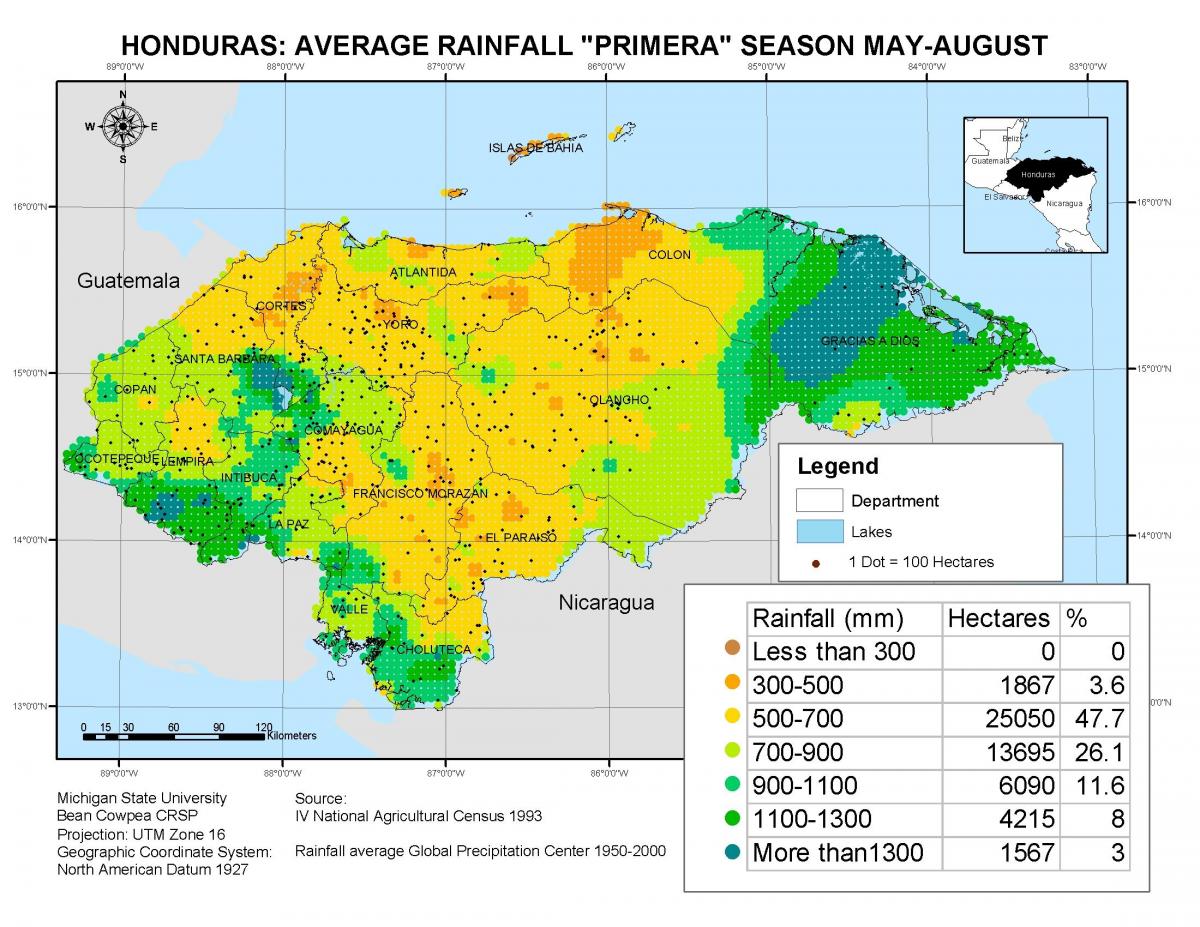 mapa de Honduras clima