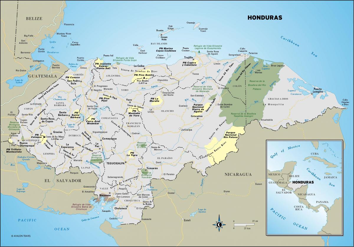 mapa de Honduras turísticas