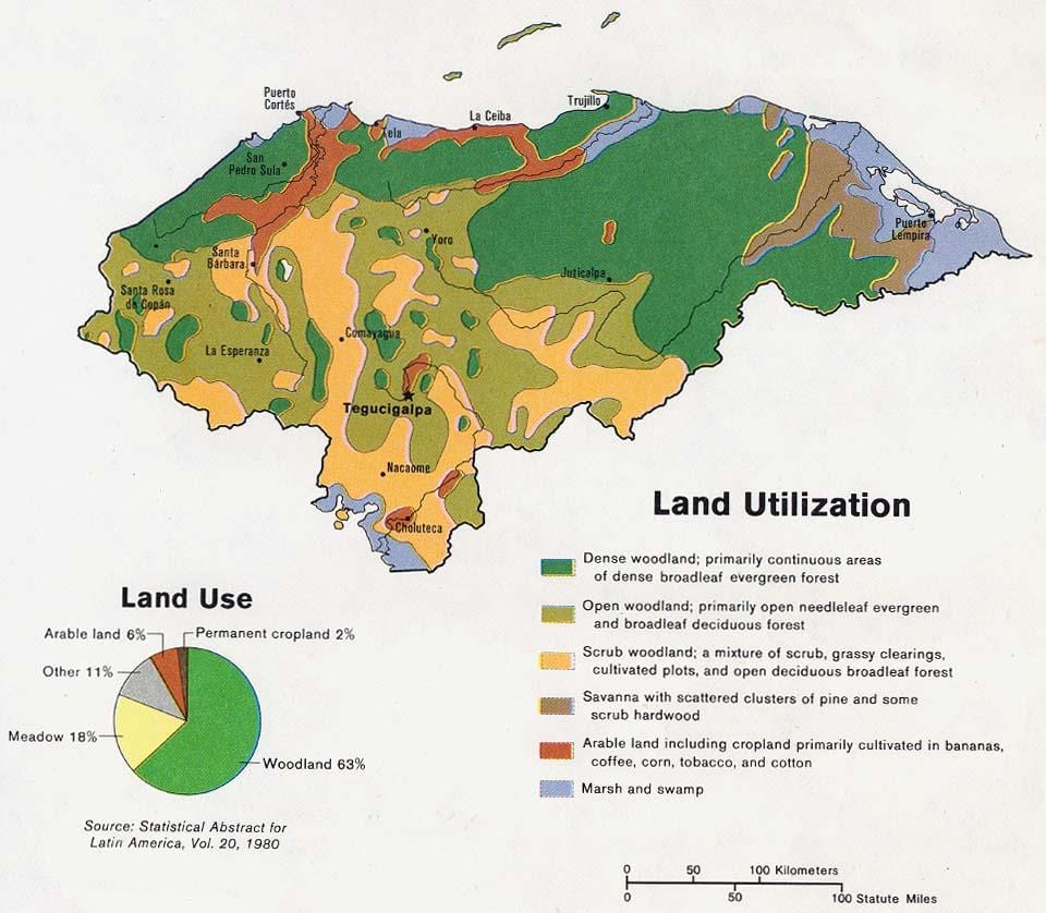 mapa de Honduras montanhas