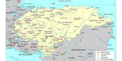 Honduras mapa com cidades