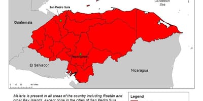 Mapa de Honduras malária