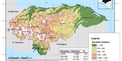 Mapa de Honduras elevação