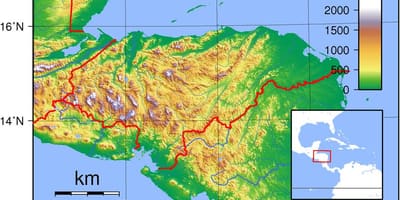 Mapa de Honduras topográfico