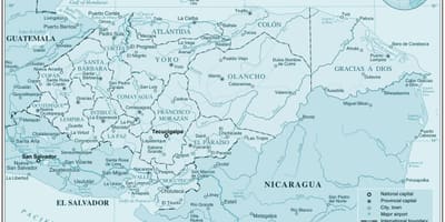 Mapa físico, mapa de Honduras