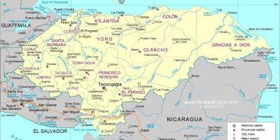 Mapa do mapa político de Honduras