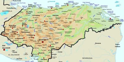 Mapa de Honduras e países vizinhos